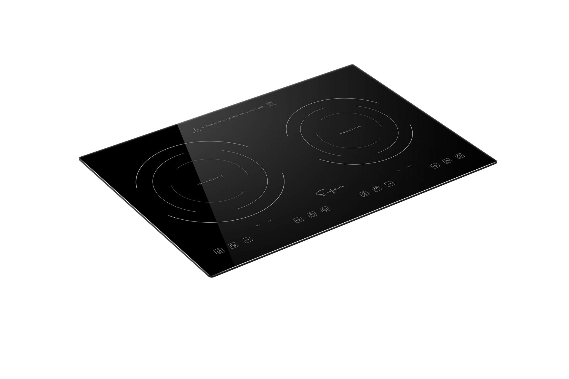 Empava IDC12B2 Horizontal Electric Stove Induction Cooktop with 2 Burners in Black Vitro Ceramic Smooth Surface Glass 120V, 12 Inch