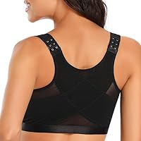 WOWENY Posture Bra Corrector for Women Full Coverage Front Closure X-Strap Wirefree Back Support Fix Body Shaper Bra