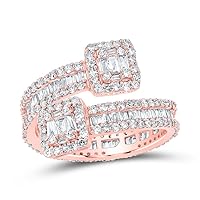 The Diamond Deal 10kt Rose Gold Womens Baguette Diamond Cuff Eternity Band Ring 1-1/2 Cttw