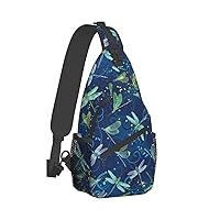 Dragonfly Print Crossbody Backpack Shoulder Bag Cross Chest Bag For Travel, Hiking Gym Tactical Use