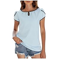 Womens Summer Tops Solid Color Short Sleeve Round Neck Tops Slim Hip Hop Womens T-Shirts Loose Fit Graphic