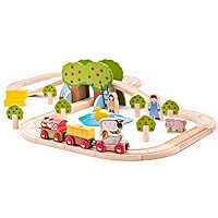 Bigjigs Rail, Farm Animals Wooden Train Set, Wooden Toys, 44pc Train Set, Wooden Train Track, Farm Toys, Wooden Toys for 3 Year Olds, Farm Set