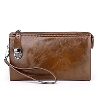 Men’s PU Leather Clutch Bag Handbag Business Organizer Wallets (Color : Brown, Size : 23x14x3cm)