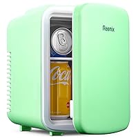 Mini Fridge, 3.7 Liter/6 Can Portable Cooler and Warmer Personal Refrigerator for Skin Care, Cosmetics, Beverage, Food,Great for Bedroom, Office, Car, Freon-Free (Green)