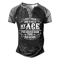 Henley Shirt for Men Vintage Slim Fit Retro Henley T-Shirts Short Sleeve Top Button Down V Neck T-Shirts Tops