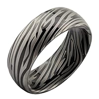 8mm Tungsten Carbide Wedding Band Striped Zebra Pattern Ring