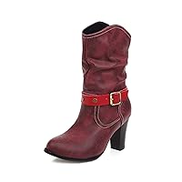 Comfort Ankle Booties for Women Western Chunky High Heels Short Bootie Non-Skid Everyday Boots