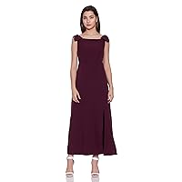 FabAlley Women's Maroon Maxi Dress with Bow Straps