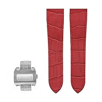 Ewatchparts 24.5MM LEATHER STRAP BAND COMPATIBLE WITH CARTIER SANTOS 100 CHRONO XL RED REF 2740 + CLASP