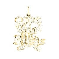 18K Yellow Gold Cops Love Big Busts Saying Pendant, Made in USA
