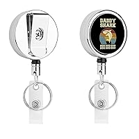 Daddy Shark Vintage Cute Badge Holder Clip Reel Retractable Name ID Card Holders for Office Worker Doctor Nurse