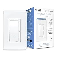 Smart Dimmer Switch, Neutral Wire Required for Installation, Compatible with Amazon Alexa and Google Assistant, Smart Dimmer Light Switch, White, Model:DIM/WiFi