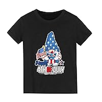 Girls Ski Top Tops Short Sleeved T Shirts Summer Solid Color Cartoon Happy 4 of July Print for Boys and Shirts Girls