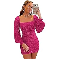 Long Sleeve Homecoming Dresses for Teens Sparkly Mini Cocktail Dress Short Tight Prom Ball Gown