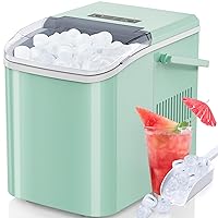 Countertop Ice Maker, 9 Cubes in Only 6 Minutes, 26.5lbs Per Day, Portable Ice Machine Self-Cleaning, with Scoop Basket and Convenient Handle, Green