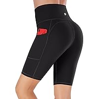 Ewedoos Biker Shorts Women Tummy Control Yoga Shorts with 3 Pockets High Waisted Compression Shorts Gym Workout Running