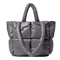 Women Padded Shoulder Bag Luxury Check Tote Bag Soft Pillow Handbag Quilted Puffy High Capacity Underarm