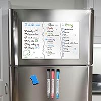 Dry Erase Board for Refrigerator, Magnetic Whiteboard for Fridge, White Board A3 Size with 3 Markers and 1 Magnetic Eraser, Fridge White Board 17x11 Inch (17
