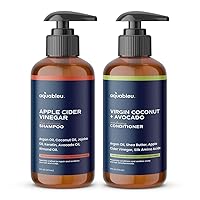Apple Cider Vinegar Shampoo and Virgin Coconut & Avocado Conditioner Set - Clarifying and Restorative For Scalp While Deeply Nourishing Ends - Sulfate Free - Safe For Color Treated Hair - 16oz