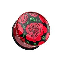 Romantic Rose Flower Single Flared WildKlass Ear Gauge Plug (Sold as Pairs)