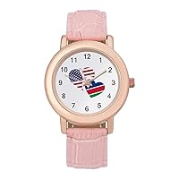 Namibia US Flag Casual Watches for Women Classic Leather Strap Quartz Wrist Watch Ladies Gift
