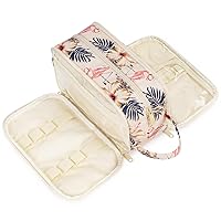 Narwey Travel Toiletry Bag for Women Water-resistant Traveling Dopp Kit Makeup Bag Organizer for Toiletries Accessories Cosmetics (Beige Flamingo)