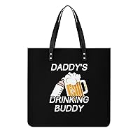 Daddy's Drinking Buddy PU Leather Tote Bag Top Handle Satchel Handbags Shoulder Bags for Women Men
