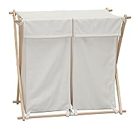Household Essentials White Househod Essentials Double Laundry Hamper with Wood X Frame Large