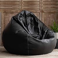 Bean Bag Chair 3.3ft Big Faux Leather Bean Bag Cover Pouf Cover Without Filler Outdoor Beanbag Chaise Lounger Pouf Salon Game Movie Sac Puff For Bedroom Living Room Garden ( Color : Black , Size : D2.