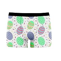 Funny Happy Easter Mens Novelty Boxer Briefs Breathable Underwear Fly Front Pouch Colorful Egg Print Undershorts