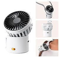 Mini Portable Handheld Fan,USB Rechargeable Handheld/Neck/Desk 3 in 1 Small Fan with Clip, Battery Operated Necklace Personal Fans, Travel Pocket Fans for Sleeping Fits in Suitcase(White)