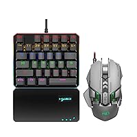 Keyboard One Handed Mechanical Gaming Keyboard and Programmable Mouse Combo,USB Wired Gaming Keypad and LED Backlit Mouse for LOL/PUBG/Wow/Dota/OW (Color : Gray)