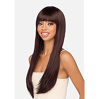 Amore Mio Hair Collection's AW-STELLA, Layered Straight Style with Fringed Bangs, EVERYDAY WIG, Color 2 Dark Brown