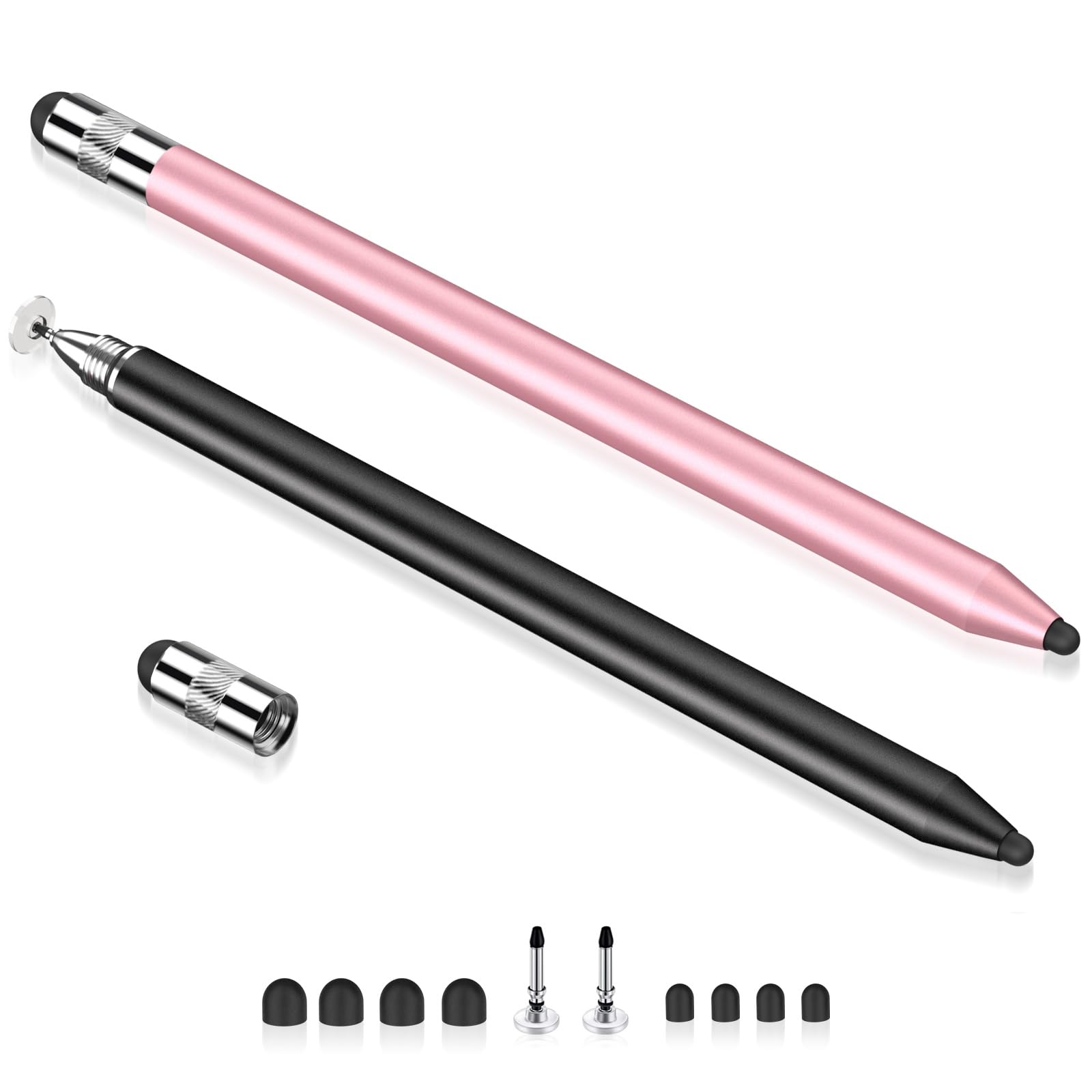 Buy MEKO 3 in 1 Stylus Pens for Touch Screens, High Sensitivity & Precision  Capacitive Stylus Pencil for Apple iPad iPhone Tablets Samsung Galaxy All  Universal Touchscreen Devices (2 Pack-Black/Rose Gold)