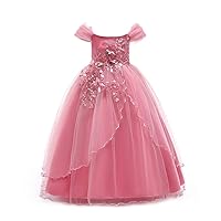 Little Big Girls Tulle Dresses Flower Lace Pageant Princess Party Maxi Dress Wedding Dance Evening Gown