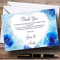 Stunning Blue Flowers Romantic Personalized Wedding Thank You Cards