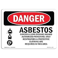 OSHA Danger Sign - Asbestos Cancer and Lung Disease Hazard | Decal | Protect Your Business, Construction Site, Shop Area | Made in The USA