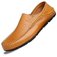 Men's Premium Genuine Leather Casual Slip on Loafers Breathable Driving Shoes Fashion Slipper