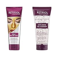 Gold Peel-Off Mask – Luxurious Treatment Tightens, Lifts, Soothes & Hydrates Skin For Luminous Finish Anti-Aging Gel Cleanser – Gently Cleans Impurities From Pores & Exfoliates for S