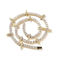 Iced Out Spike Power Tennis Chain 18K Gold Plated 5A Cubic Zirconia Hip Hop Rapper Jewelry for Men Women