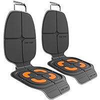 HEYTRIP Car Seat Protector, 2 Packs, Rear-Facing/Forward Facing Car Seat Mat for 0~12 Years Old Children, Waterproof, Easy Cleanup, Non-Slip, Fit Most Car Seats(Dark Grey Orange)