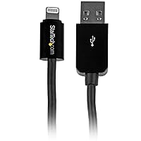 StarTech.com 3m (10ft) Long Black Apple® 8-pin Lightning Connector to USB Cable for iPhone / iPod / iPad - Charge and Sync Cable (USBLT3MB)