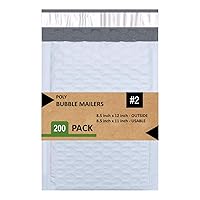 2 Poly Bubble Mailers 8.5X12 inches Padded Envelope Mailer Waterproof Pack of 200 , White