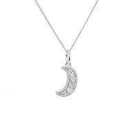 jewellerybox Sterling Silver & CZ Crescent Moon Necklace 14-32 Inches