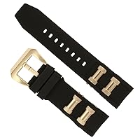 Replacement Watch Band Black with Yellow Gold Inserts for Invicta 1090 Watch