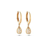 Lamp Earrings, 14K Real Gold Anniversary Earrings, Magical Earrings, Hoop Earrings, Minimalist Gold Lamp Earrings