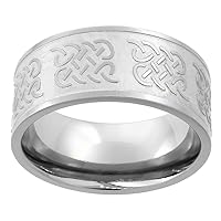 10mm Titanium Pipe Cut Celtic Knot Wedding Band Ring for Men and Women Comfort Fit sizes 7-14