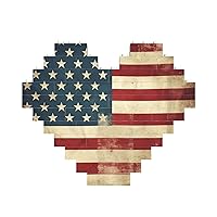 Vintage American USA Flag Print Building Brick Heart Building Block Personalized Brick Block Puzzles Novelty Brick Jigsaw for Men Women Birthday Valentine's Day Gifts