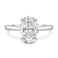 Kiara Gems 2.25 Carat Oval Moissanite Engagement Ring Wedding Ring Eternity Band Vintage Solitaire Halo Setting Silver Jewelry Anniversary Promise Vintage Ring Gift for Her