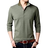 Mens Solid Color Polo Shirt Long Sleeve Slim Fit Korean Boys Polo Shirt Casual Clothing